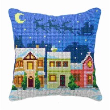 Kussenpakket Kerststad - Voorbedrukt borduurkussen incl garen