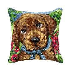 Kussenpakket Puppy - Voorbedrukt borduurkussen incl garen 