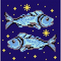 Sterrenbeeld borduren - Bedrukt canvas: Vissen 