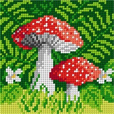 EENVOUDIG: Voorbedrukt borduurpakket - Paddestoelen 