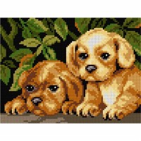 Voorbedrukt borduurpakket - 2 Puppy's 