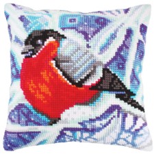 AANBIEDING Borduurpakket - Kussenpakket Vogel in de winter