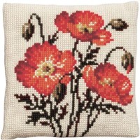 Borduurpakket - Kussenpakket Klaprozen