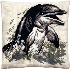 Borduurpakket - Kussenpakket Dolfijn