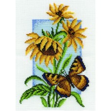 Borduurpakket Butterfly with flower IV- LAATSTE EXEMPLAAR OP=OP