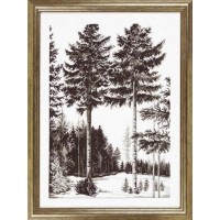Borduurpakket Grijs en Zwart Bomen