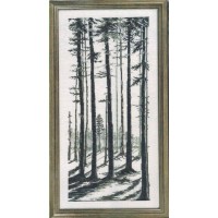 Borduurpakket Grijs en Zwart Bomen