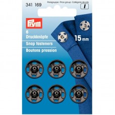 LAATSTE KAART: Drukknopen vernaaibaar zwart 15mm - 6 stuks OP=OP