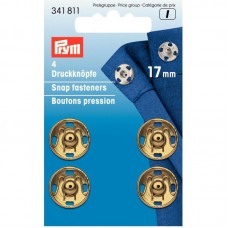 Drukknopen vernaaibaar goud 17mm - 4 stuks