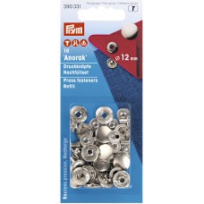 Drukknopen  Anorak 12mm - Navulling 10 stuks - ZILVER