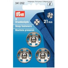Drukknopen vernaaibaar zilver 21mm - 3 stuks