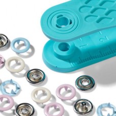 Drukknopen Jersey Tandring 8mm - 21 stuks - Roze-Blauw-Parel