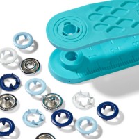OPRUIMING: Drukknopen Jersey Tandring 8mm - 21 stuks - Blauw-Wit