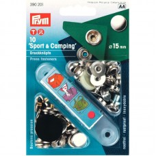 Drukknopen sport en camping 15mm Zilverkleurig