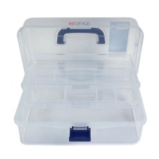 ACTIE: Transparante naaibox - Box met 3 vakken voor fournituren 