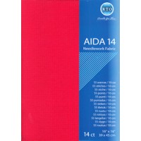 Borduurstof Aïda 14 count - 39 x 45cm Rood