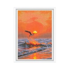 Borduurpakket met telpatroon - Zonsondergang aan zee