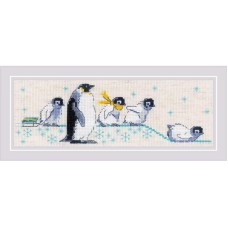 Goedkoop borduurpakket met telpatroon - Pinguin Familie 