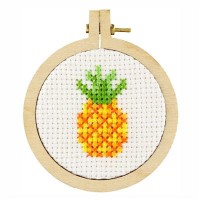 Borduurpakketje voor beginners -  Ananas inclusief borduurring 5cmØ