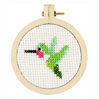 Borduurpakketje voor beginners -  Colibri inclusief borduurring 5cmØ