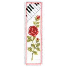 Borduurpakket - Boekenlegger Roos met piano