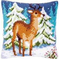 Vervaco Borduurpakket - Kussenpakket Hert in de winter