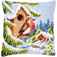 Borduurpakket Kussenpakket - Voorbedrukt pakket Roodborstje 