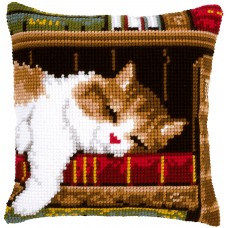 Vervaco Borduurpakket - Kussenpakket Kat met boeken