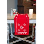 Borduurpakket Tafelloper - Bedrukte loperkit Feestelijk Rood