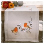 Borduurpakket Tafelloper - Bedrukte loperkit Roodborstjes