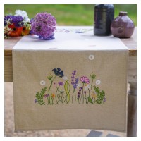 Borduurpakket Tafelloper - Bedrukte loperkit Paarse Tuinpracht