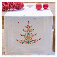 Borduurpakket Tafelloper - Bedrukte loperkit Versierde Kerstboom